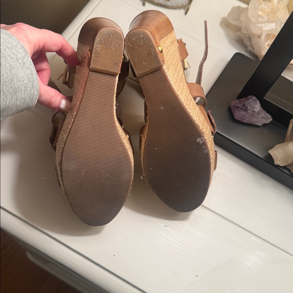 Audrey Brooke Brown Wedge Sandals - Picture 6 of 6